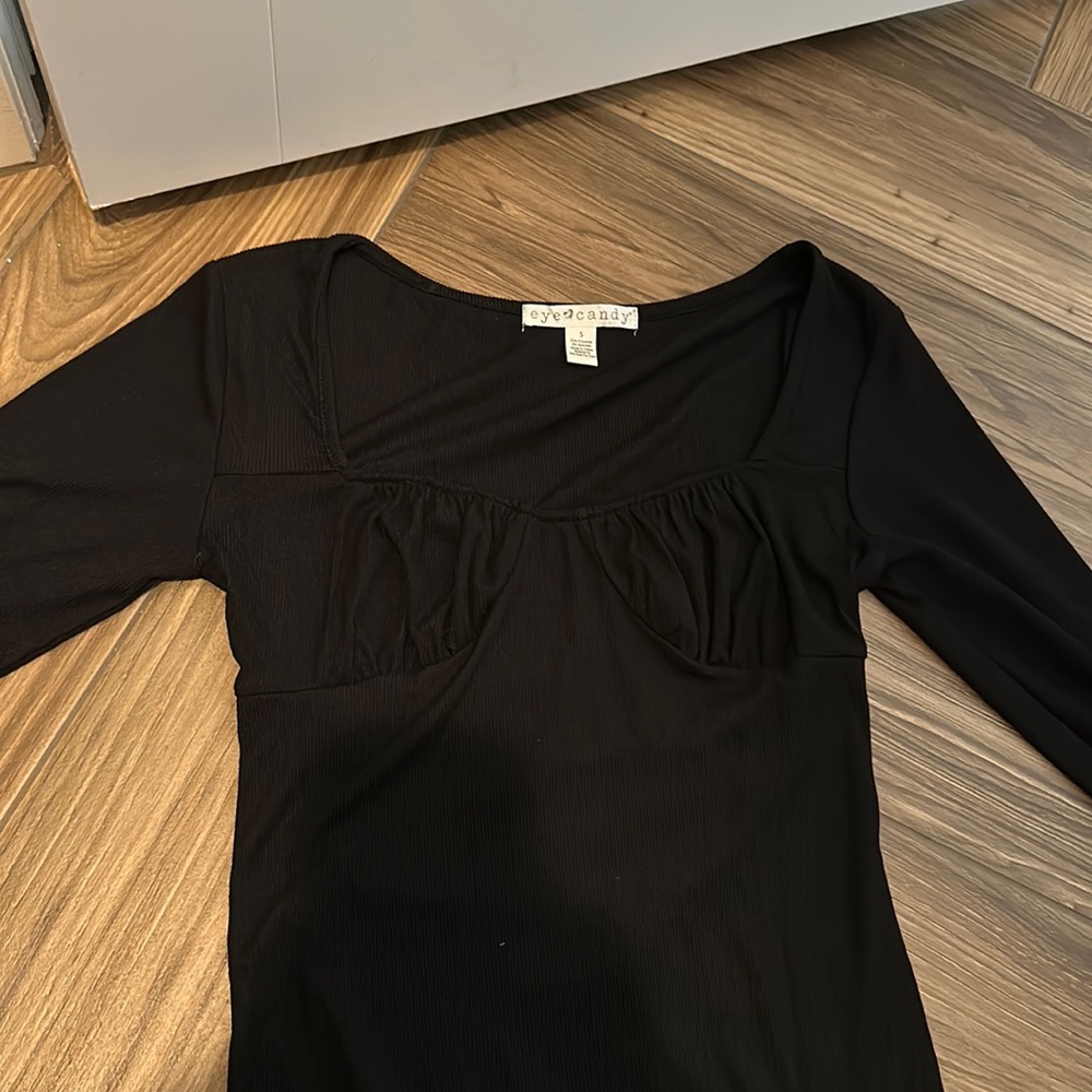 Black Squared neck, long sleeve